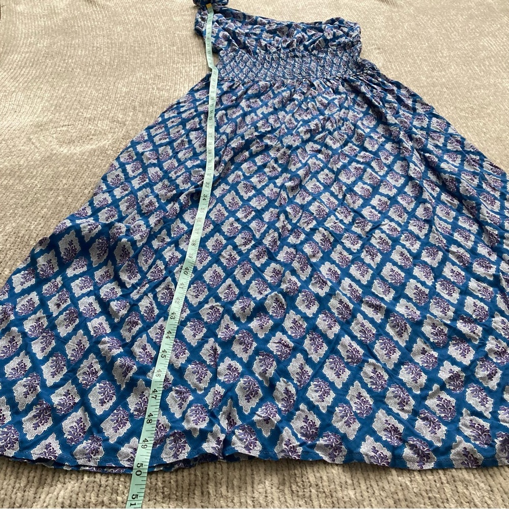 Cupshe Blue Purple Feather Print Halter‎ Maxi Dress NWT Size Small Boho Resort - Picture 4 of 10